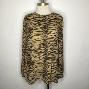 Jones New York Animal Print Blouse Long Sleeve Plus Size 18W